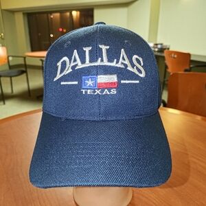 Texas Dallas Embroidered Flag Letters Strap-on Blue White Hat Cap OS